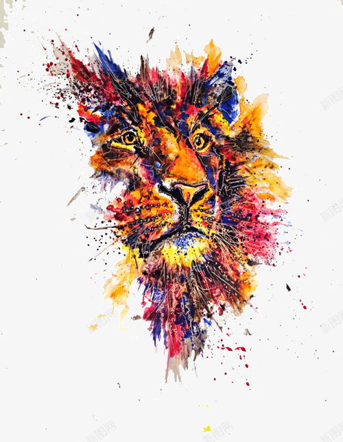 创意彩绘忧郁的狮子 狮子素材 
