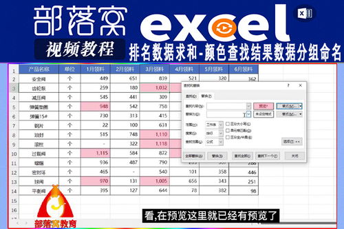 excel排名数据求和视频 颜色查找结果数据分组命名