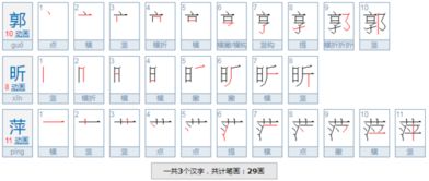 郭昕萍这三个字有几画 