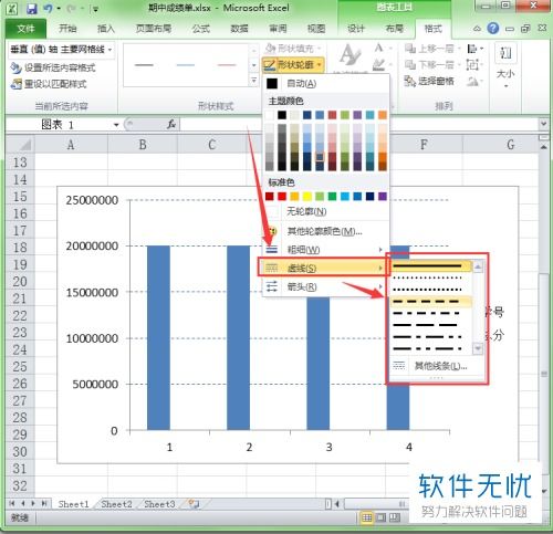 在Excel图表中怎么将网格设置成虚线