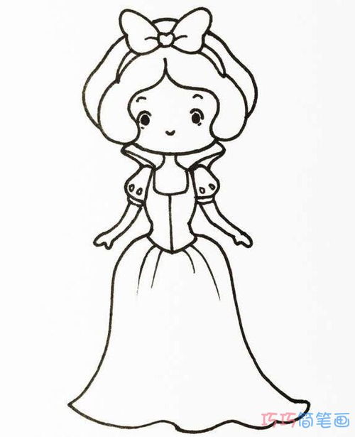 白雪公主的画法步骤图涂颜色 白雪公主简笔画图片