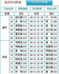 下一期足彩对阵表 