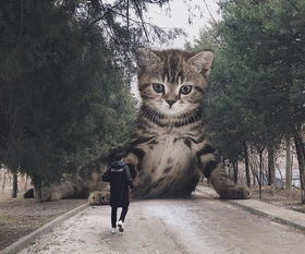 让人向往的世界观 俄罗斯艺术家的巨大化猫咪P图