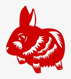 回头看的兔子红色剪纸图片素材 AI格式 下载 动漫人物大全 
