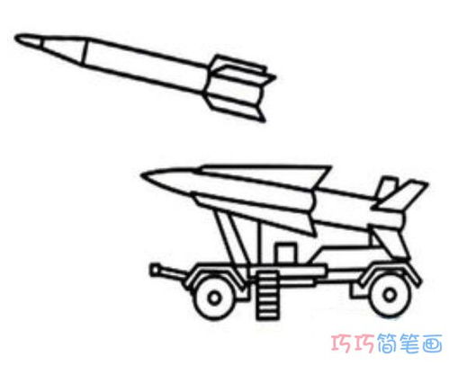 导弹发射怎么画简单好看 卡通导弹车简笔画图片