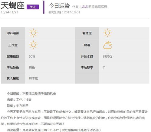 每日星运 2017年10月31日运势