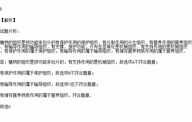 植物主要有哪些组织各有什么功能