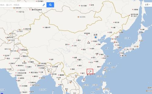 广州在中国地图上的哪个位置 