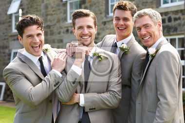 8055377436 Groom With Best Man And Groomsmen At Wedding 
