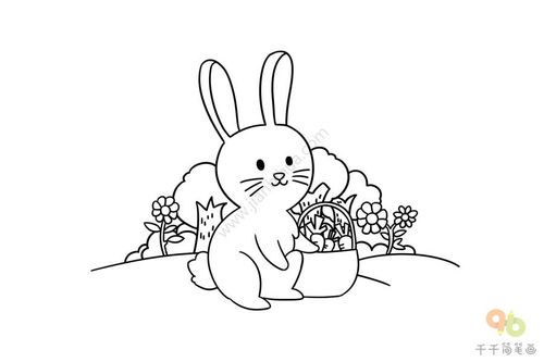 拿着萝卜的兔子简笔画图片