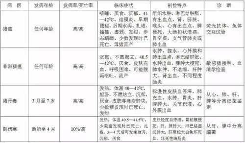 猪病鉴别表大全,可当日常查询手册使用