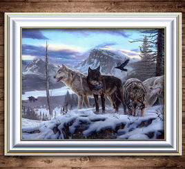 雪地中的狼群写实风格油画图片下载 油画装饰画大全 美式装饰画编号 12050349 