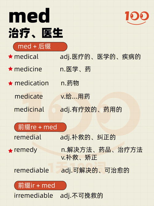 每日词根med 四六级词汇词根背单词精选笔记 