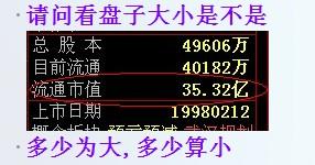 哪些股票是盘子小，盘子大?从哪些方面来说明?