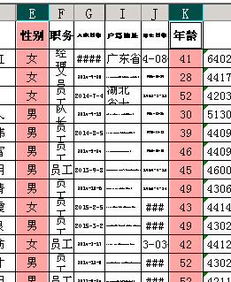 excel工式,怎么把男性年龄在60岁且以上的及女性年龄在50岁且以上的,在年龄处用颜色标识出来, 