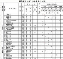 学校院校财务管理本专业教学计划表设计素材