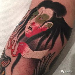 日式风格的人物头像纹身 