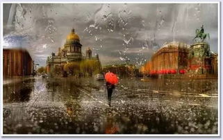 小提琴演奏 下雨的时候 俄罗斯摄影师雨天场景拍的像油画般唯美 
