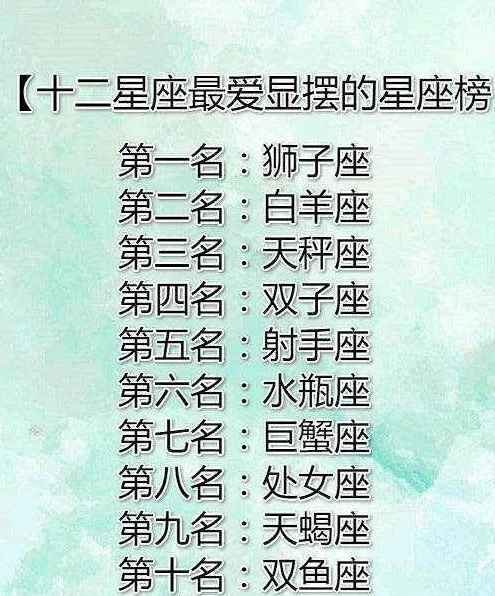 12星座最爱显摆的星座榜 