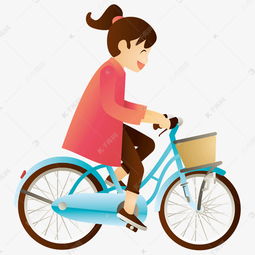 卡通矢量手绘正在骑自行车的女孩素材图片免费下载 千库网 