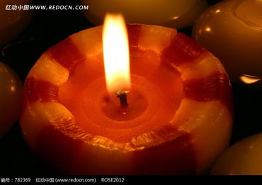 点燃的红色蜡烛特写图片JPG素材 