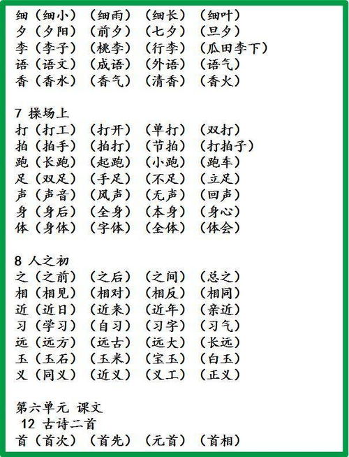 小学语文1 6年级生字组词 很实用,建议人手一份 