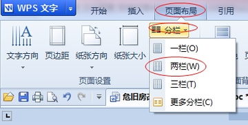 如何在wps文档中一页分两列打 