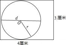 在右边空白处,先画一个长4厘米,宽3厘米的长方形,然后在长方形内画一个最大的圆,标出圆心 直径 半径 