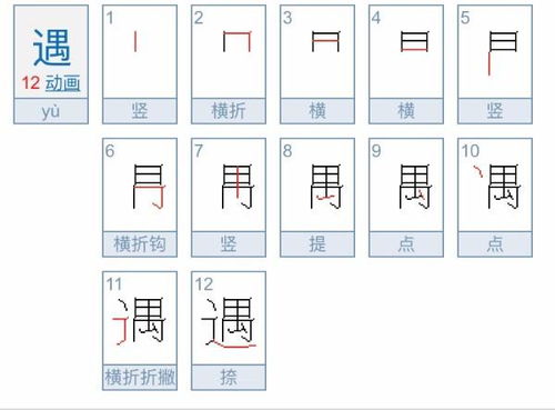 遇字一共几画写这个字时应该注意第几画 