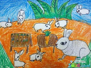 小白兔吃萝卜二年级秋天的画分享