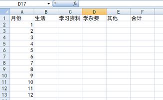 大学生每月支出excel表格 