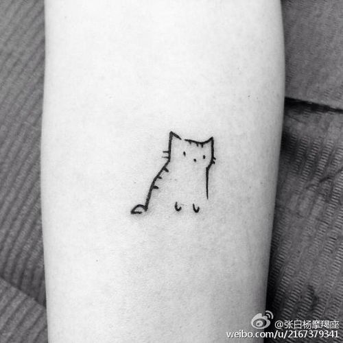 纹身猫摩羯座文案图片 纹身猫咪图案 暗黑