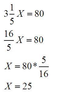 如果一个数的3又5分之1是80 那么这个数的5分之2是 