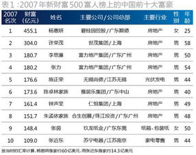 2007年富豪榜前10名是谁?