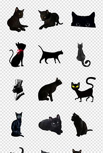 猫咪纹身手绘暗黑系猫咪黑猫海报png素材图片 模板下载 18.03MB 图标大全 标志丨符号 