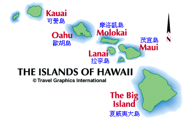 夏威夷各岛地图