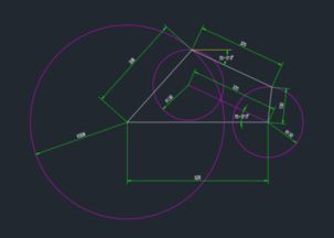 CAD中怎么在两个圆之间画出一条已知长度和角度的线 