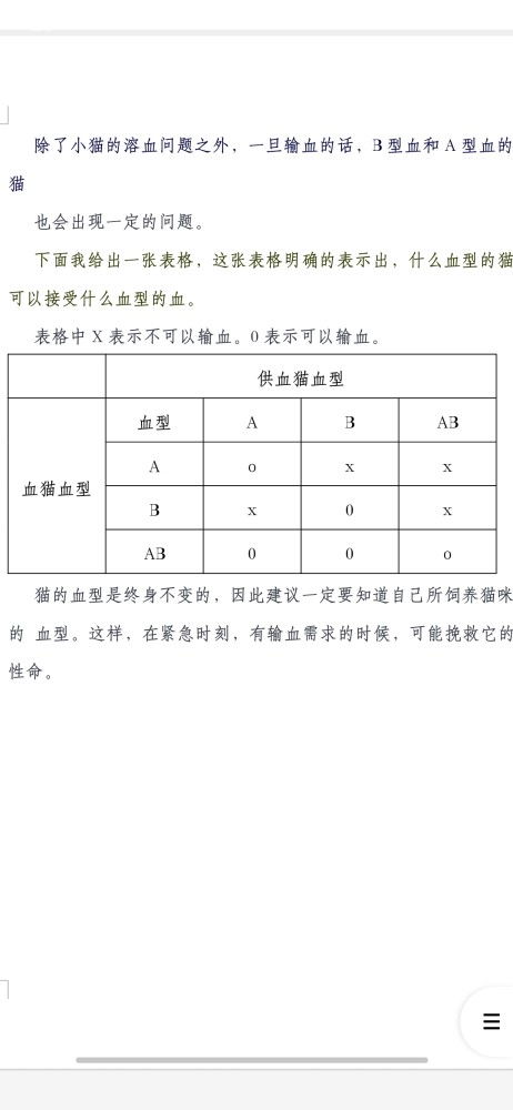 猫的血型以及溶血和输血问题