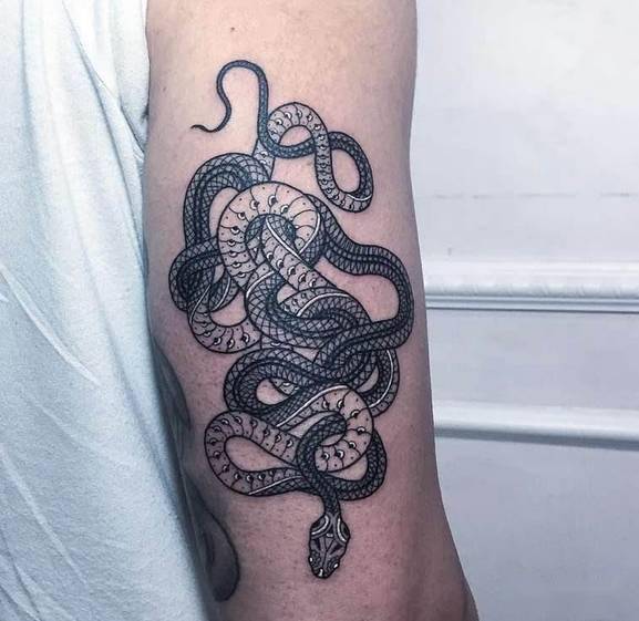 我和老婆都属蛇，想在背上纹个代表爱情寓意的双蛇纹身，求个好图(生肖蛇纹身纹个什么好)