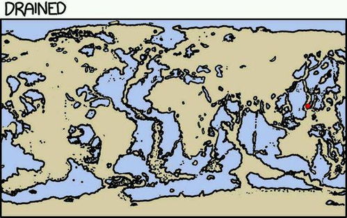 把地球上的海水抽干后的世界地图 