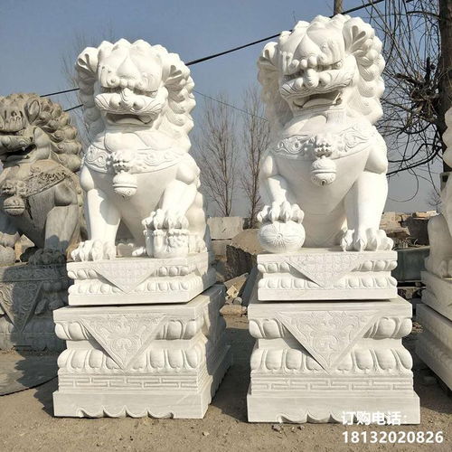 晚霞红西洋狮子石雕 房地产汉白玉雕塑狮子制作厂