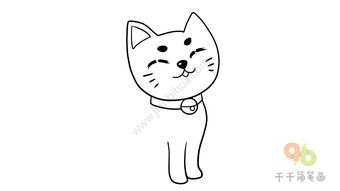 笑眯眯的小猫简笔画