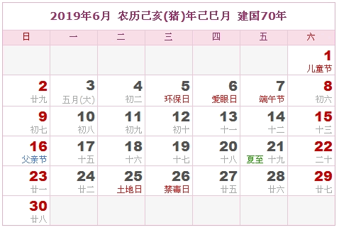 2019年日历表 2019年农历表 2019年是什么年 阴历阳历转换对照表 