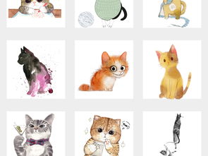 水彩猫咪图案可爱猫咪可爱手绘 米粒分享网 Mi6fx Com