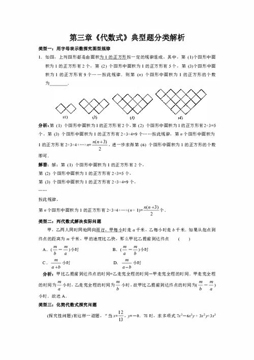 苏科版数学七年级上第三章 代数式 典型题分类解析 