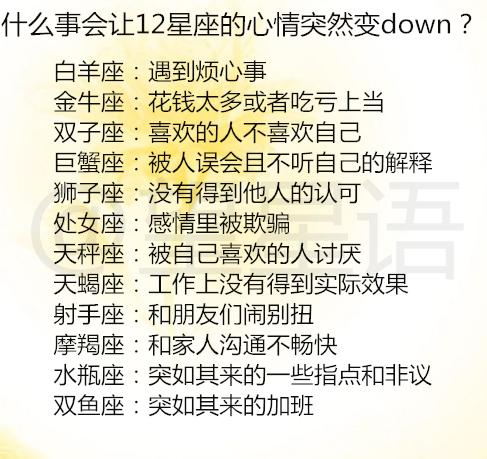 什么事会让12星座的心情突然变down 12星座女为何敢爱不敢嫁