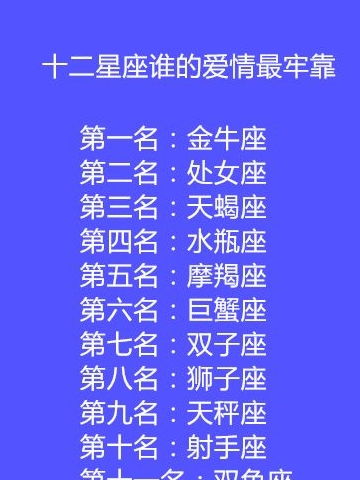 十二星座谁遇见渣男的几率比较低,她的爱情很牢靠,平时喜欢打扮