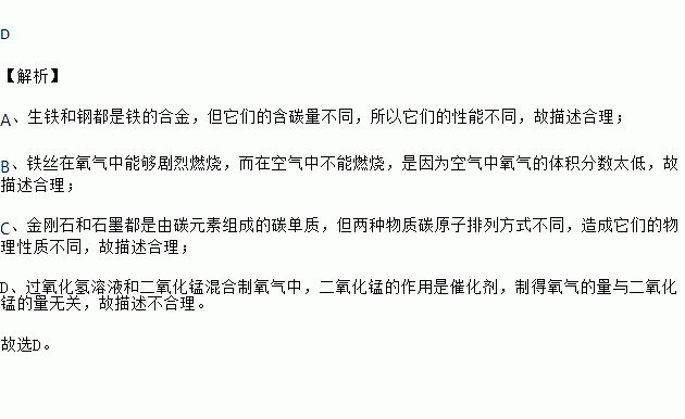 为什么生铁和钢机械性能不同是因为含碳量不同，而不是因为组成不同啊?