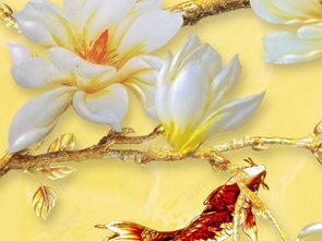 新中式手绘玉兰喜鹊玄关背景装饰画图片素材 效果图下载 