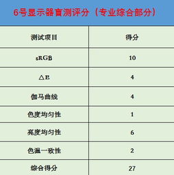 仅一项达标 6号盲测显示器评分 27分